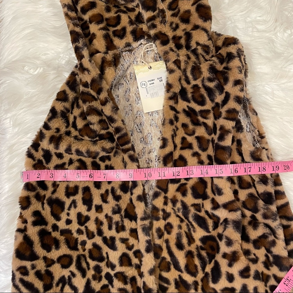 Anthropologie NWT soft leopard print vest open jacket w/big hood size small - Picture 8 of 11